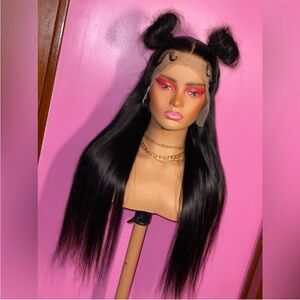 26” Jet Black Styled Lace Frontal Wig – Transparent Lace | 180% Density
